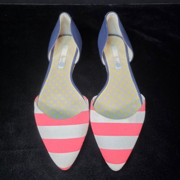 Boden Vienne Point Flats d'Orsay Stripe Canvas and Leather EU-37 US-6.5-7 - Picture 2 of 9